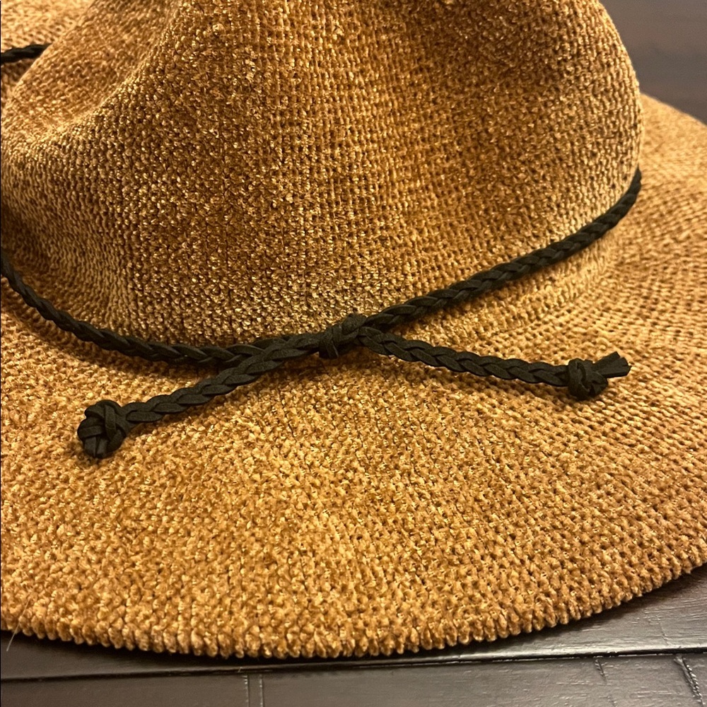 Britt’s Knits Getaway Foldable Panama Bucket Hat Packable Chenille Chestnut OS - Picture 8 of 13